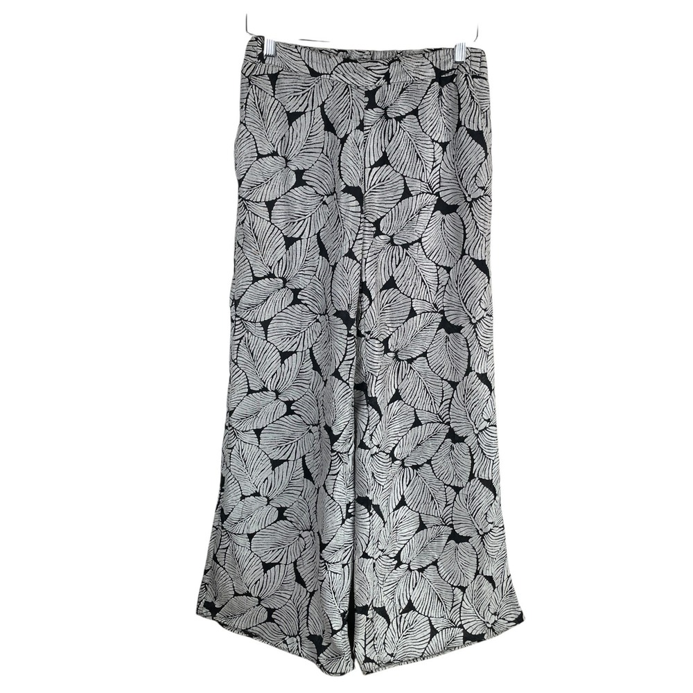 Anthropologie Elevenses Womens Native Palms Wide Leg Pants XS Gray Stretch